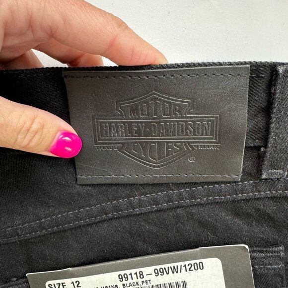 NWT Vintage Harley Davidson Classic Women's McJean Denim Black Size 12P - Picture 8 of 13